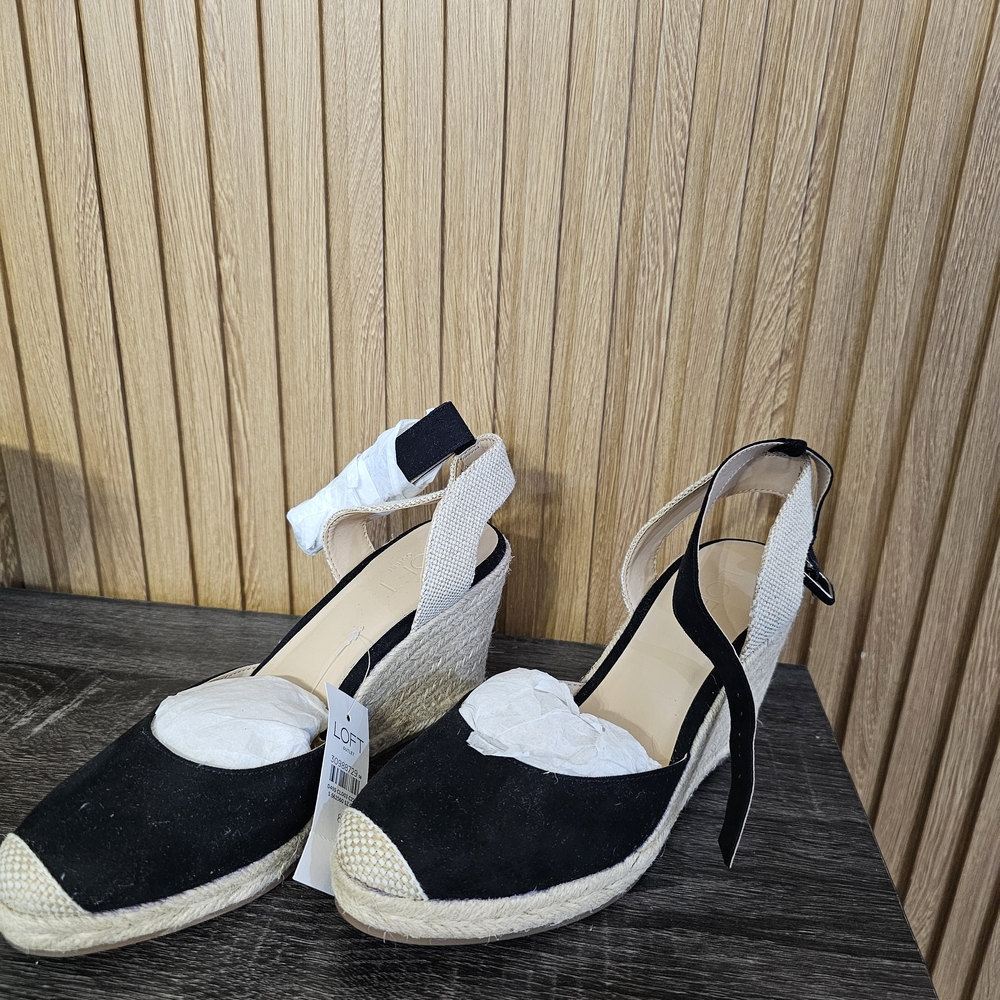 LOFT Black and Cream Espadrilles Slip-On Style